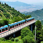 **Prompt:** "A scenic view of the San Marino funicular ascending Mount Titano, surrounded by lush green hills, fully clothed tourists inside enjoying the panoramic vista, appropriate content, safe for work, perfect anatomy, correct proportions, professional travel photography, high quality, family-friendly."