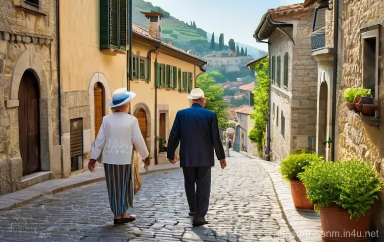산마리노에서 은퇴 생활 - **Prompt 1: Serene Morning in San Marino's Old Town**
"A charming, sun-drenched cobblestone stre...