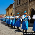산마리노에서의 명절 및 공휴일 문화 - **Prompt:** A vibrant and historically accurate depiction of San Marino's Foundation Day parade. The...