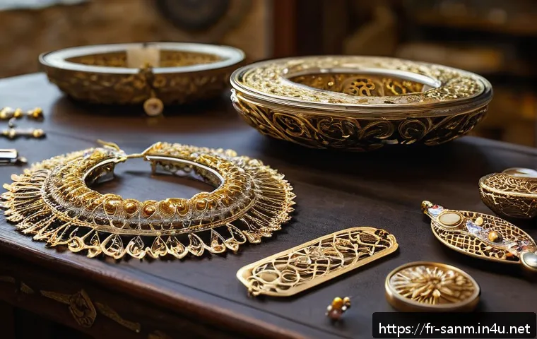 산마리노에서 유명한 기념품 - A close-up image of an artisan&rsquo;s workshop in San Marino, showcasing delicate filigree jewelry made o...