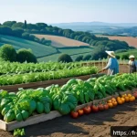 Home 18 산마리노에서 경험할 수 있는 농장 체험 - A serene traditional Saint-Marinese farm scene during harvest season, showing a diverse vegetable ga...