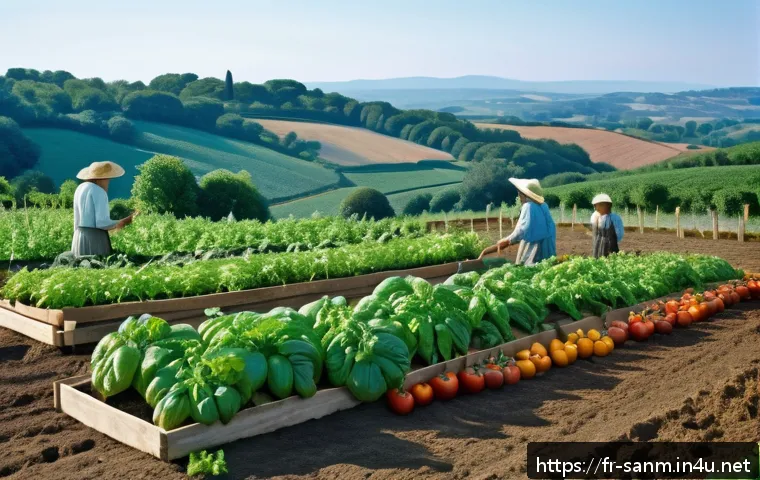 산마리노에서 경험할 수 있는 농장 체험 - A serene traditional Saint-Marinese farm scene during harvest season, showing a diverse vegetable ga...