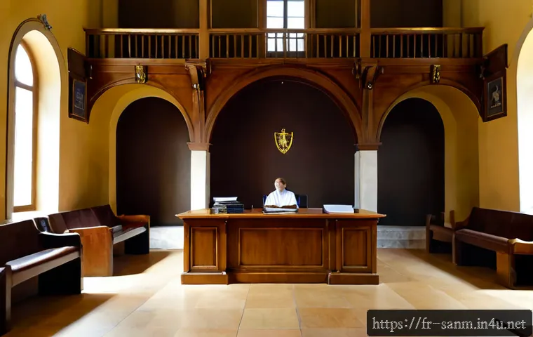 Home 17 산마리노 법률 및 사회 시스템 - Photorealistic civic justice scene in San Marino, a dignified European courthouse interior with a ju...